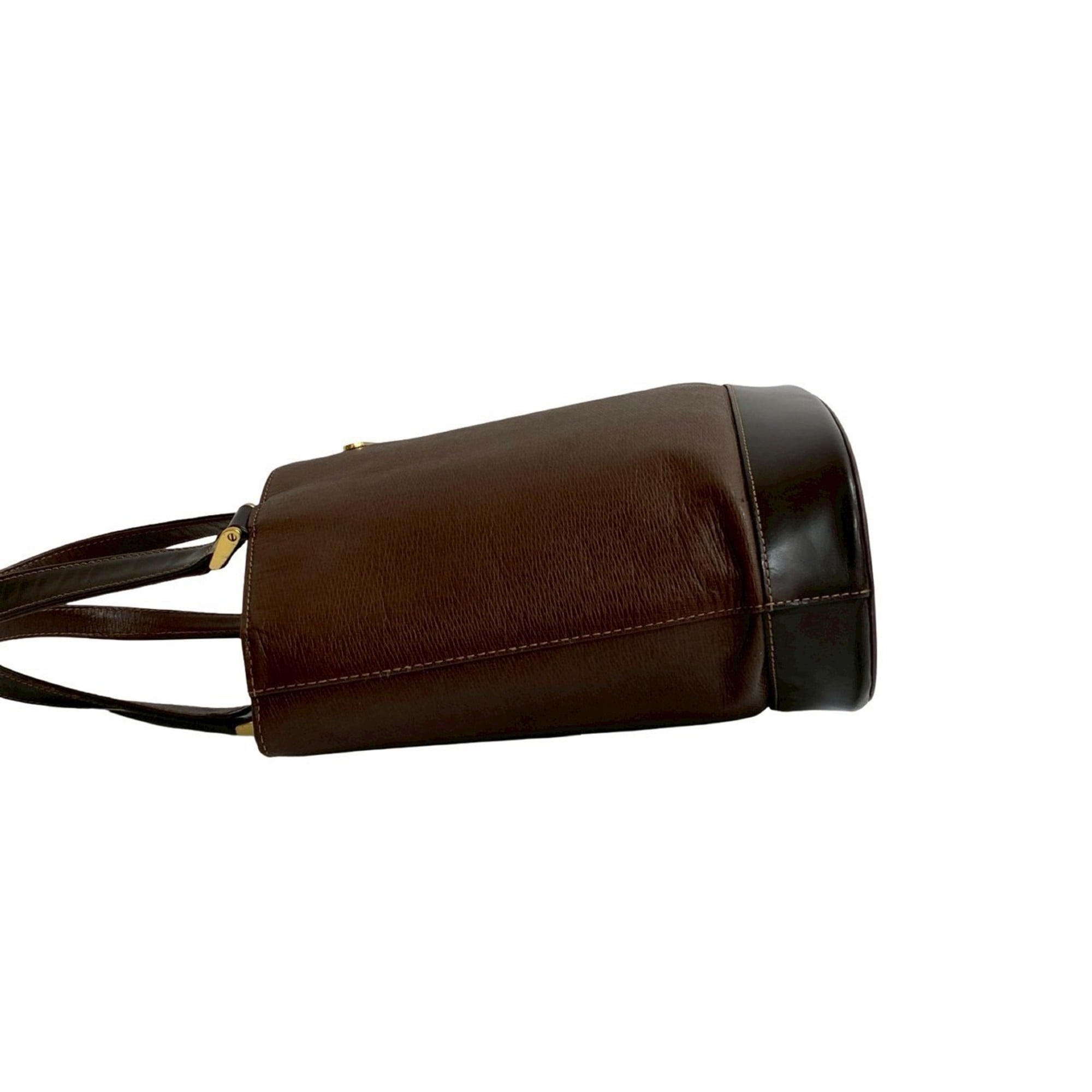 Burberry Black Brown Leather Handbag Tote Bag (Pre-Owned)