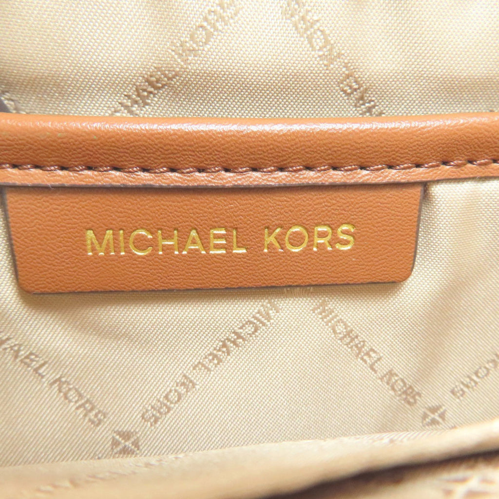 Michael Kors Brown White Leather Pvc Backpack (Pre-Owned)