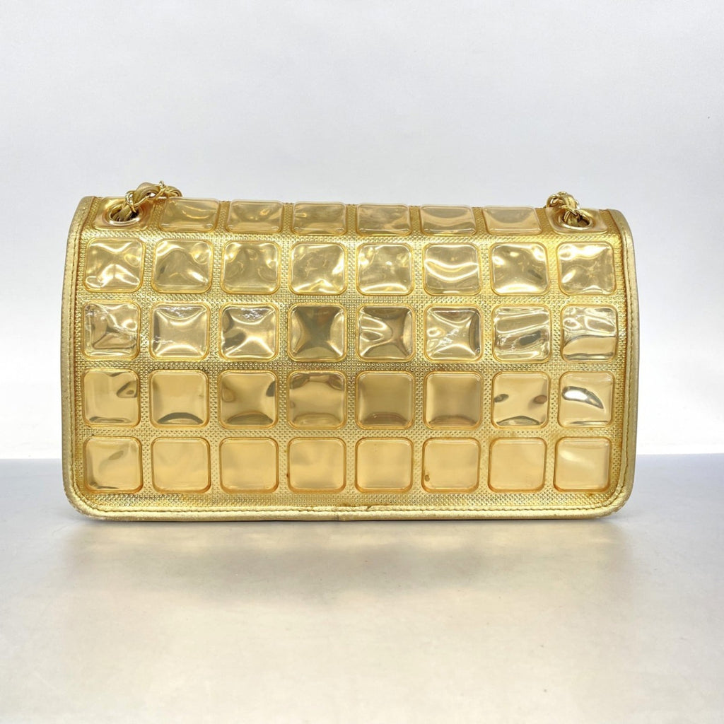 Chanel Champagne Champagne Gold Leather Vinyl Shoulder Bag (Pre-Owned)