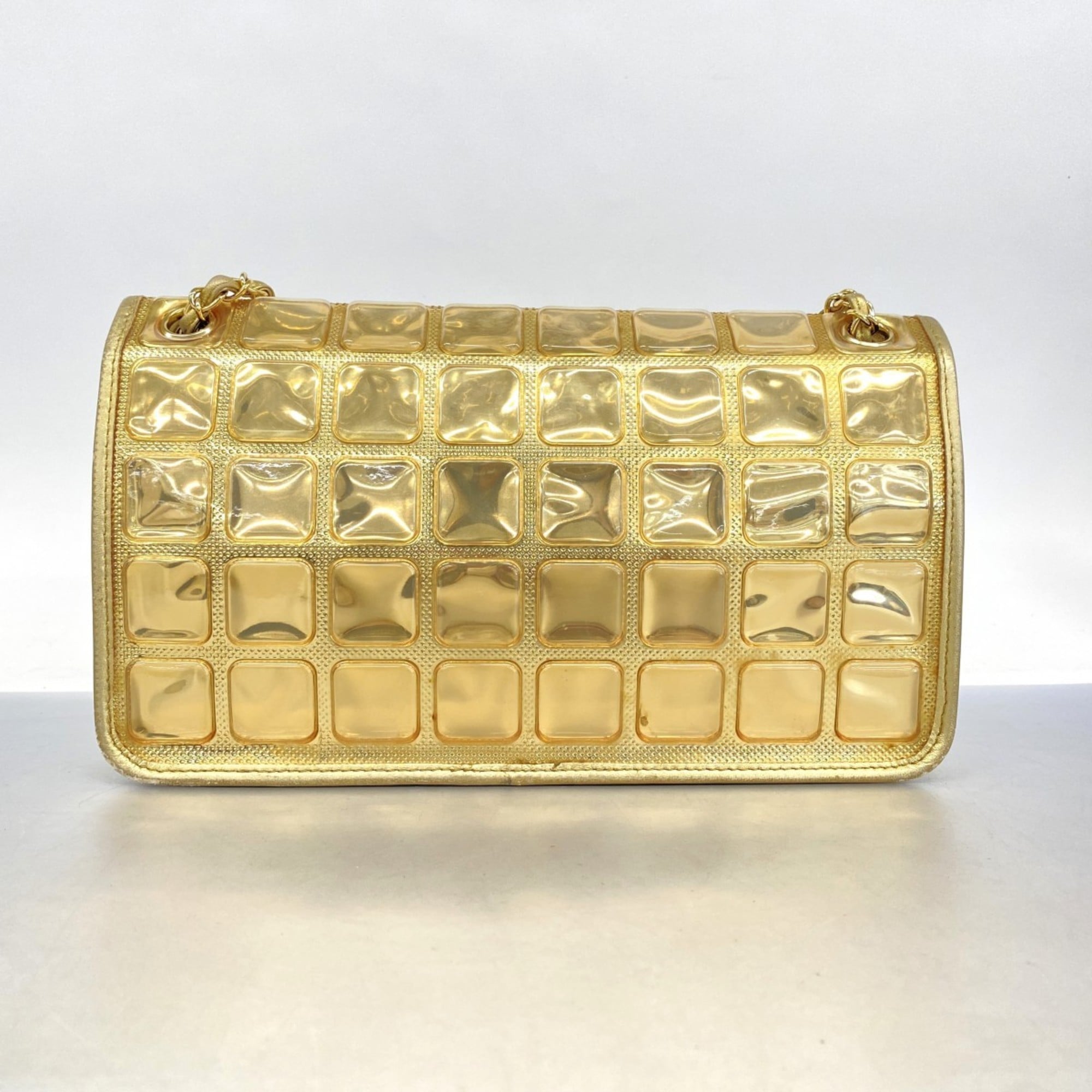Chanel Champagne Champagne Gold Leather Vinyl Shoulder Bag (Pre-Owned)