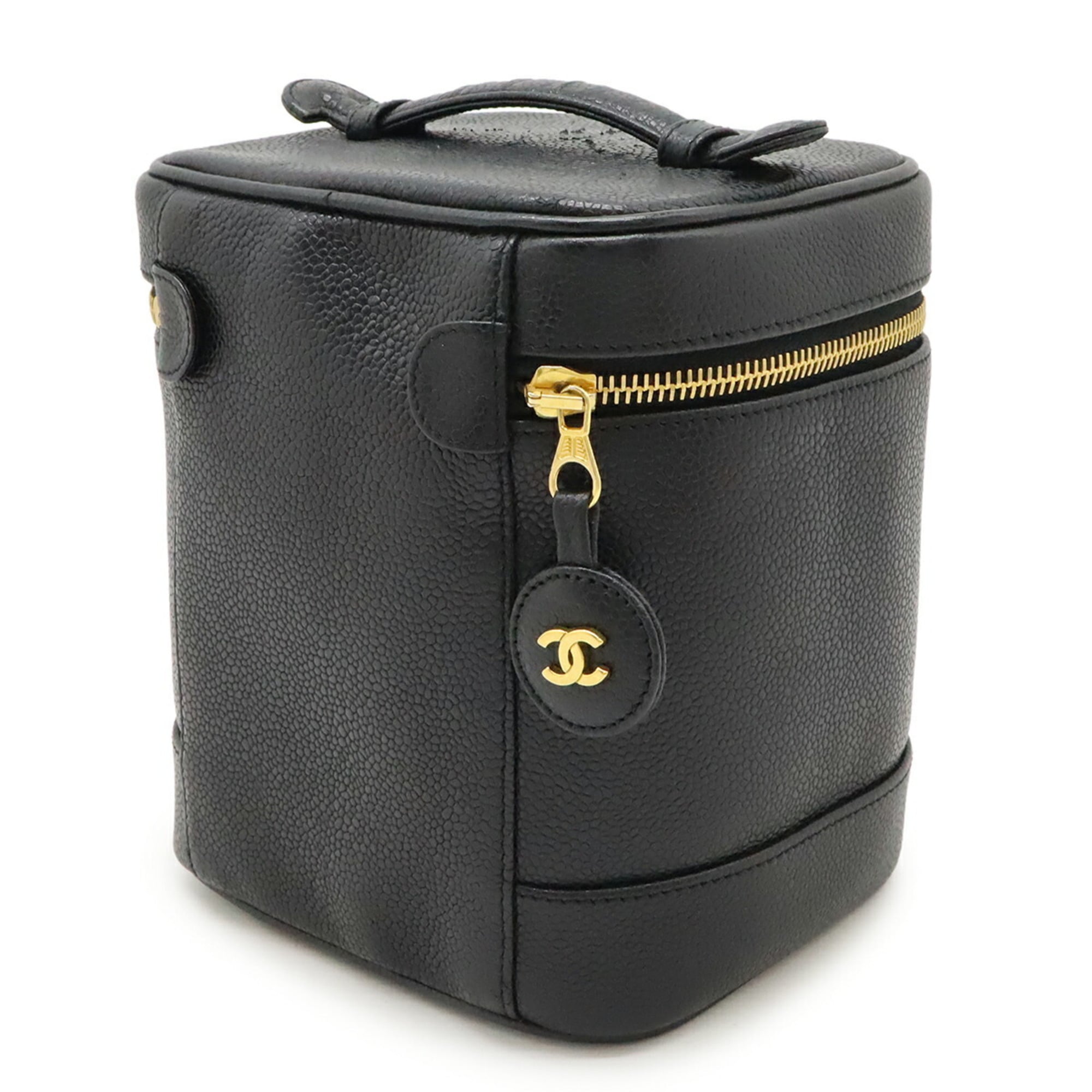 Chanel Black Grained Calfskin Handbag Vanity Bag (Pre-Owned)