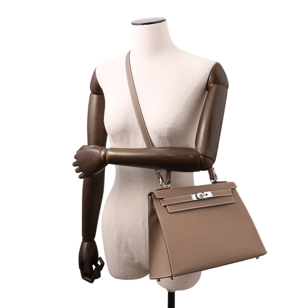 Hermes Kelly Etoupe Gray Epsom Leather Handbag (Pre-Owned)