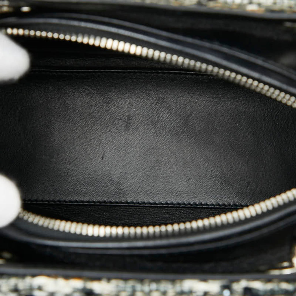 Christian Dior Black Multi-Color Tweed Leather Handbag (Pre-Owned)