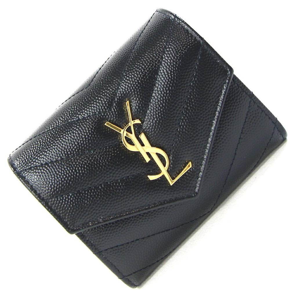 Saint Laurent Black Leather Wallet (Tri-Fold) (Pre-Owned)