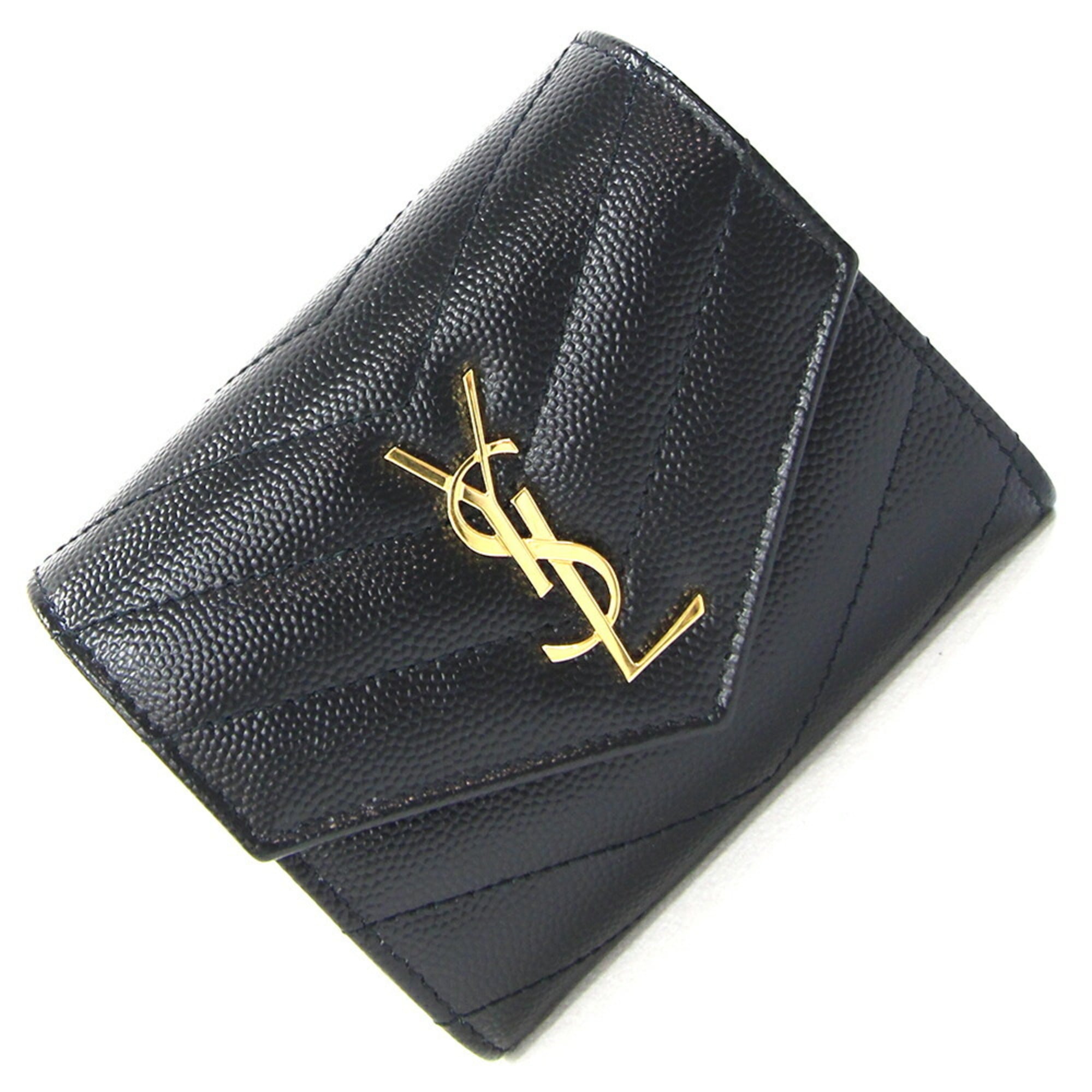 Saint Laurent Black Leather Wallet (Tri-Fold) (Pre-Owned)