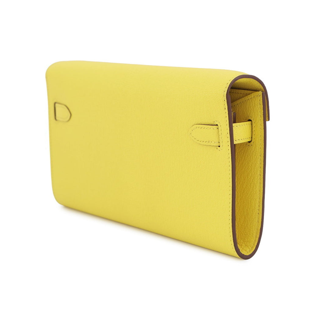 Hermes Kelly Lime Chevre Myzore Leather Chain/Shoulder Wallet (Pre-Owned)