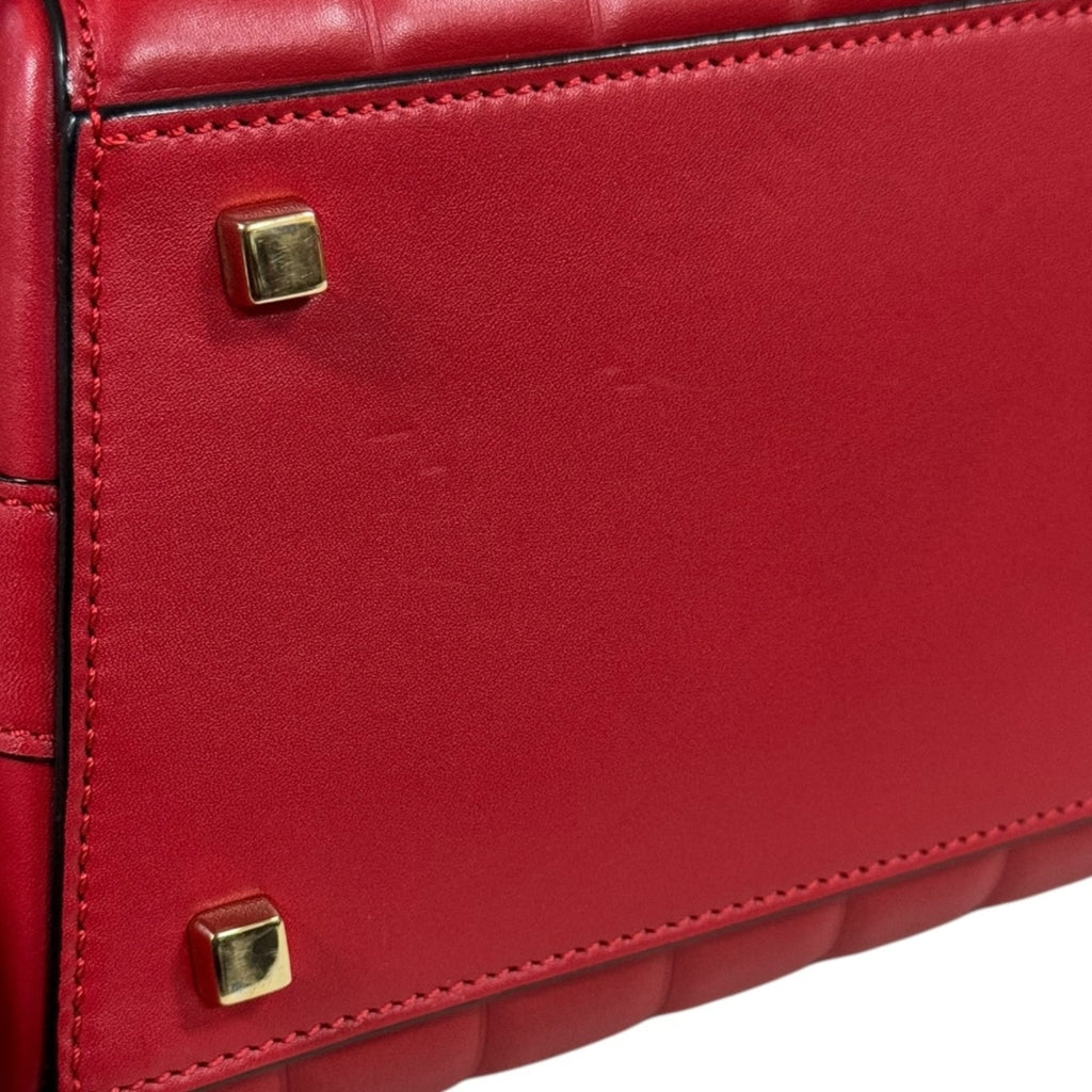 Valextra Red Color Leather Shoulder Bag (Pre-Owned)