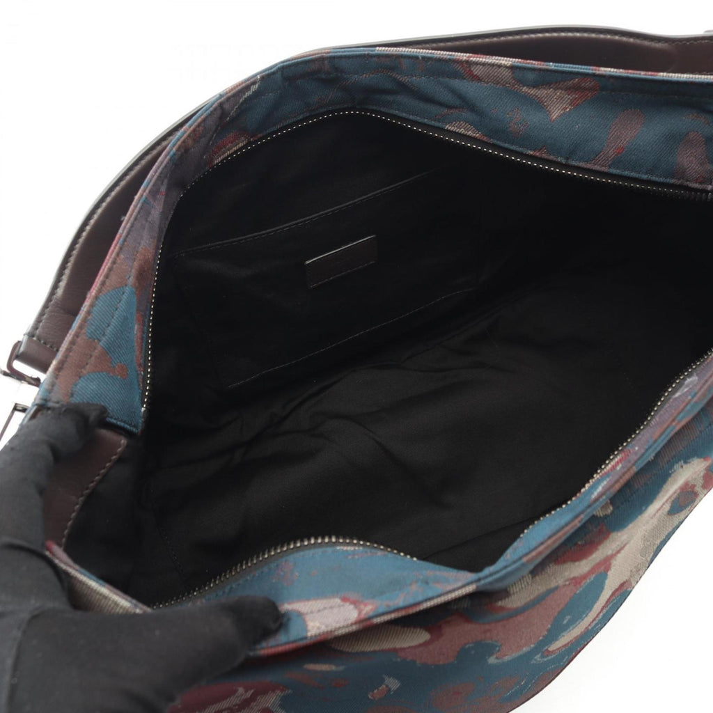 Christian Dior Brown Green Multi-Color Canvas Leather Shoulder Bag (Pre-Owned)