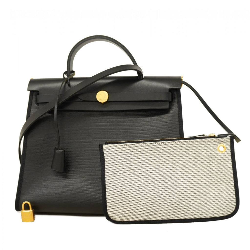 Hermes Black Toile H Handbag (Pre-Owned)