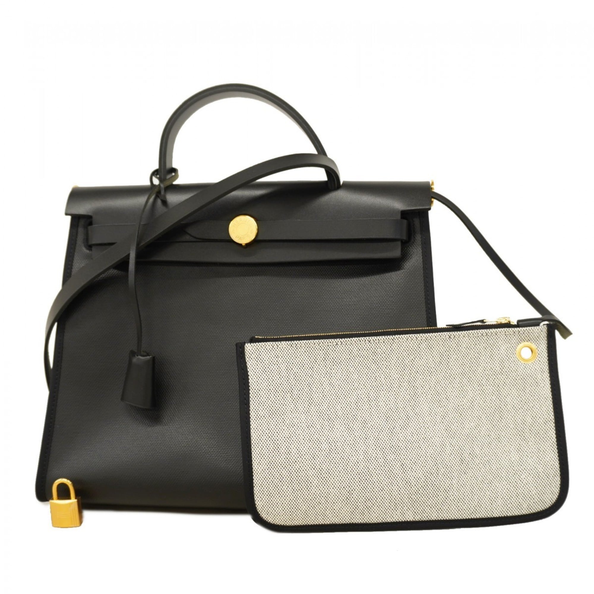 Hermes Black Toile H Handbag (Pre-Owned)