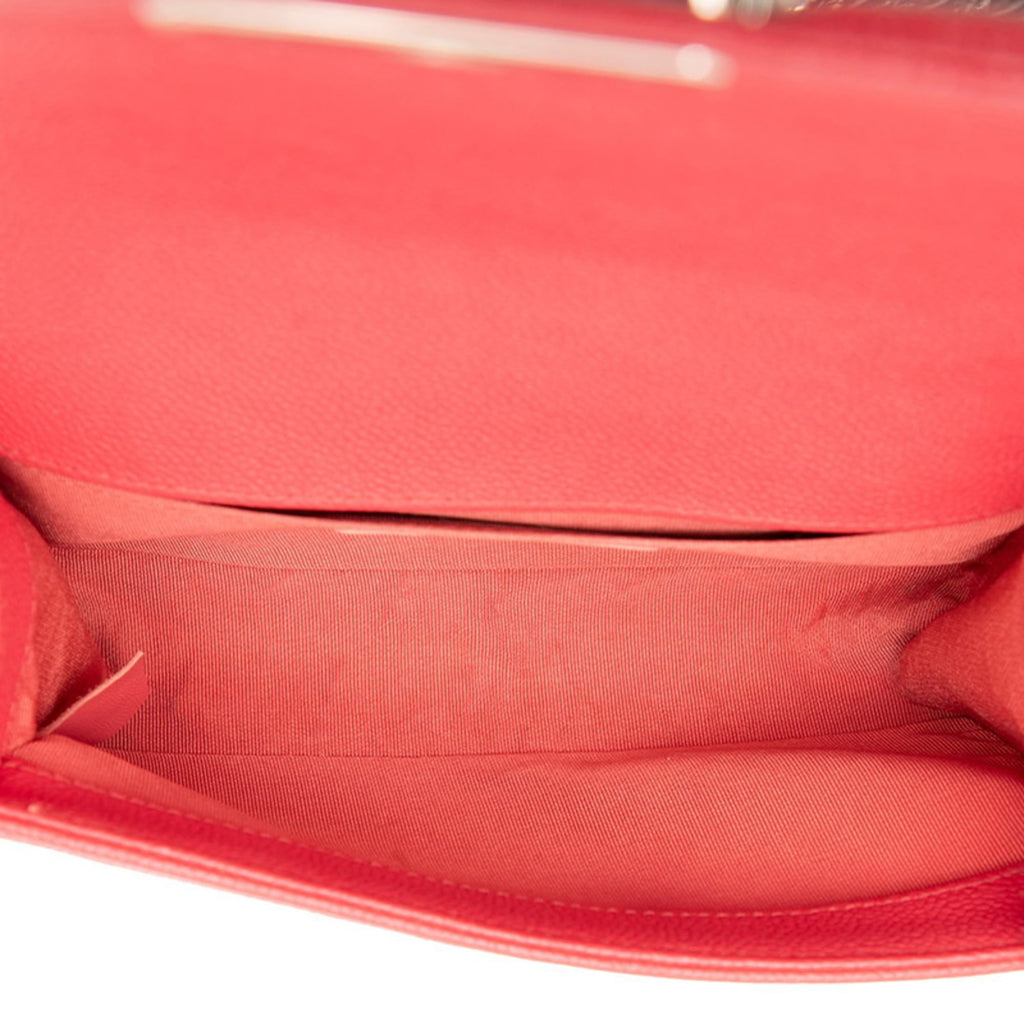 Chanel Red Color Grained Calfskin Shoulder Bag (Pre-Owned)