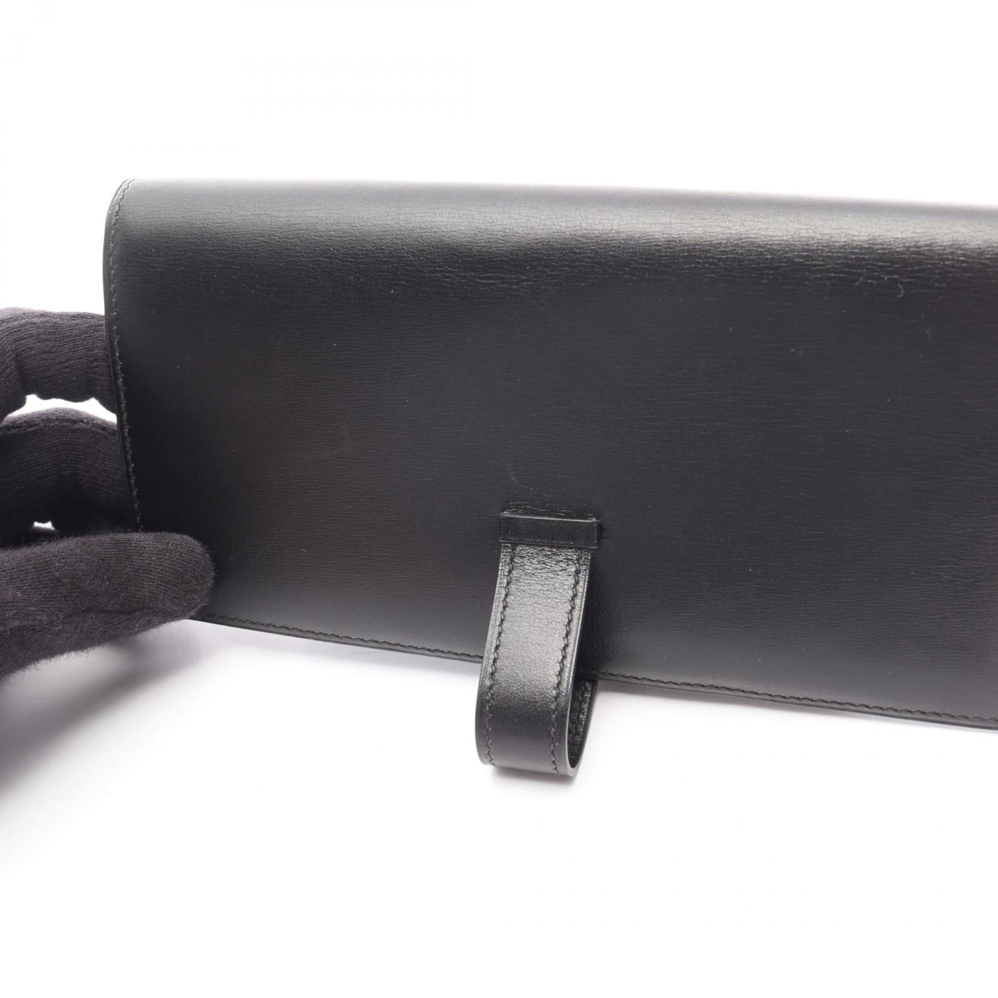 Hermes Black Box Calf Leather Long Wallet (Bi-Fold) (Pre-Owned)