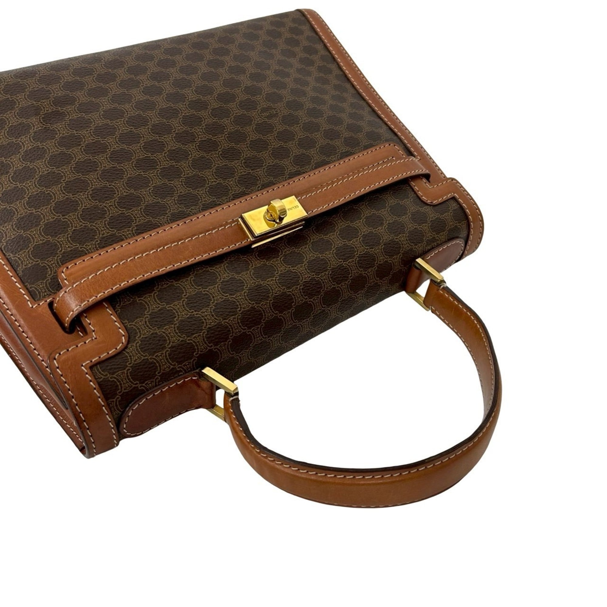 Celine Brown Leather Pvc Handbag Tote Bag (Pre-Owned)