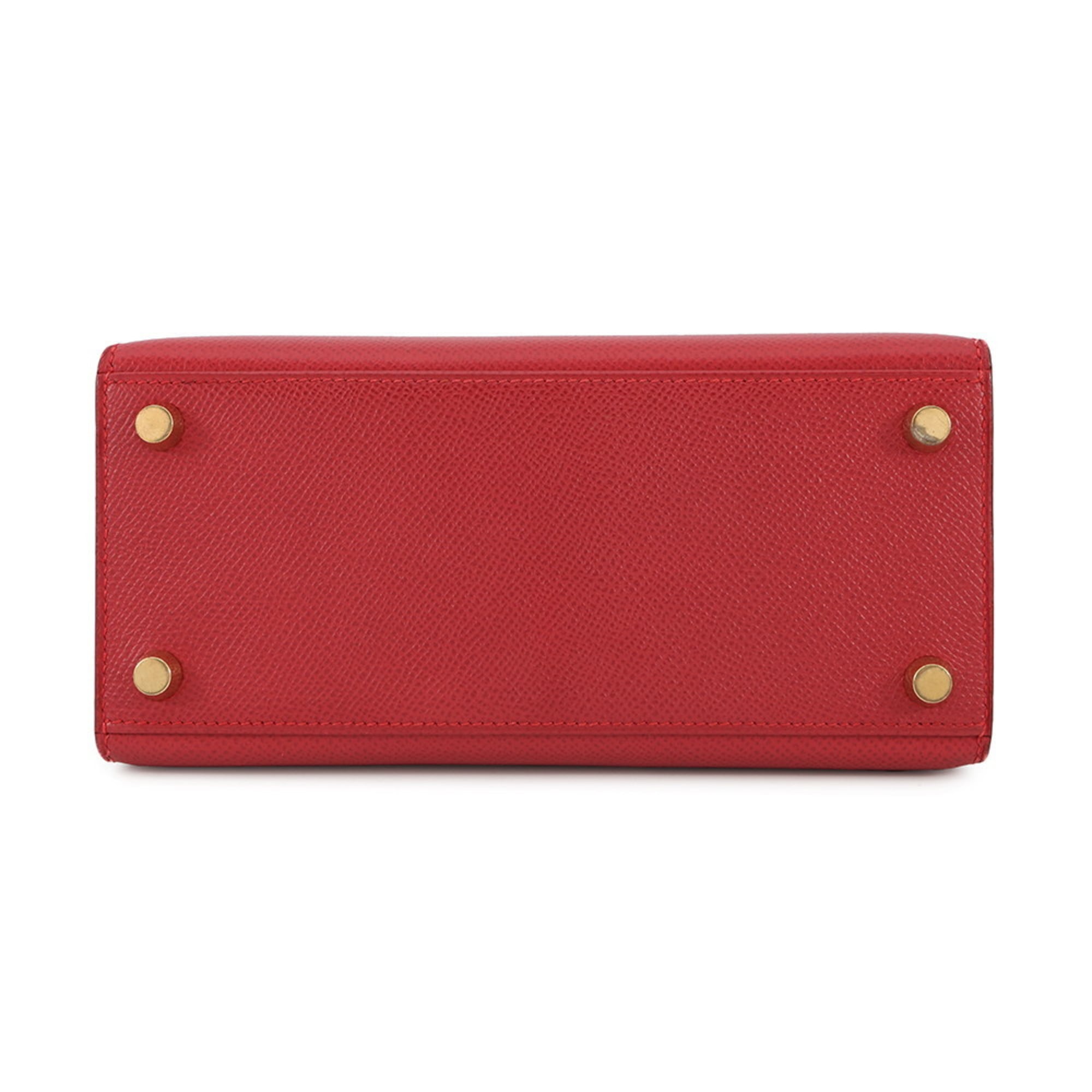 Hermes Kelly Rouge Vif Courchevel Leather Handbag (Pre-Owned)