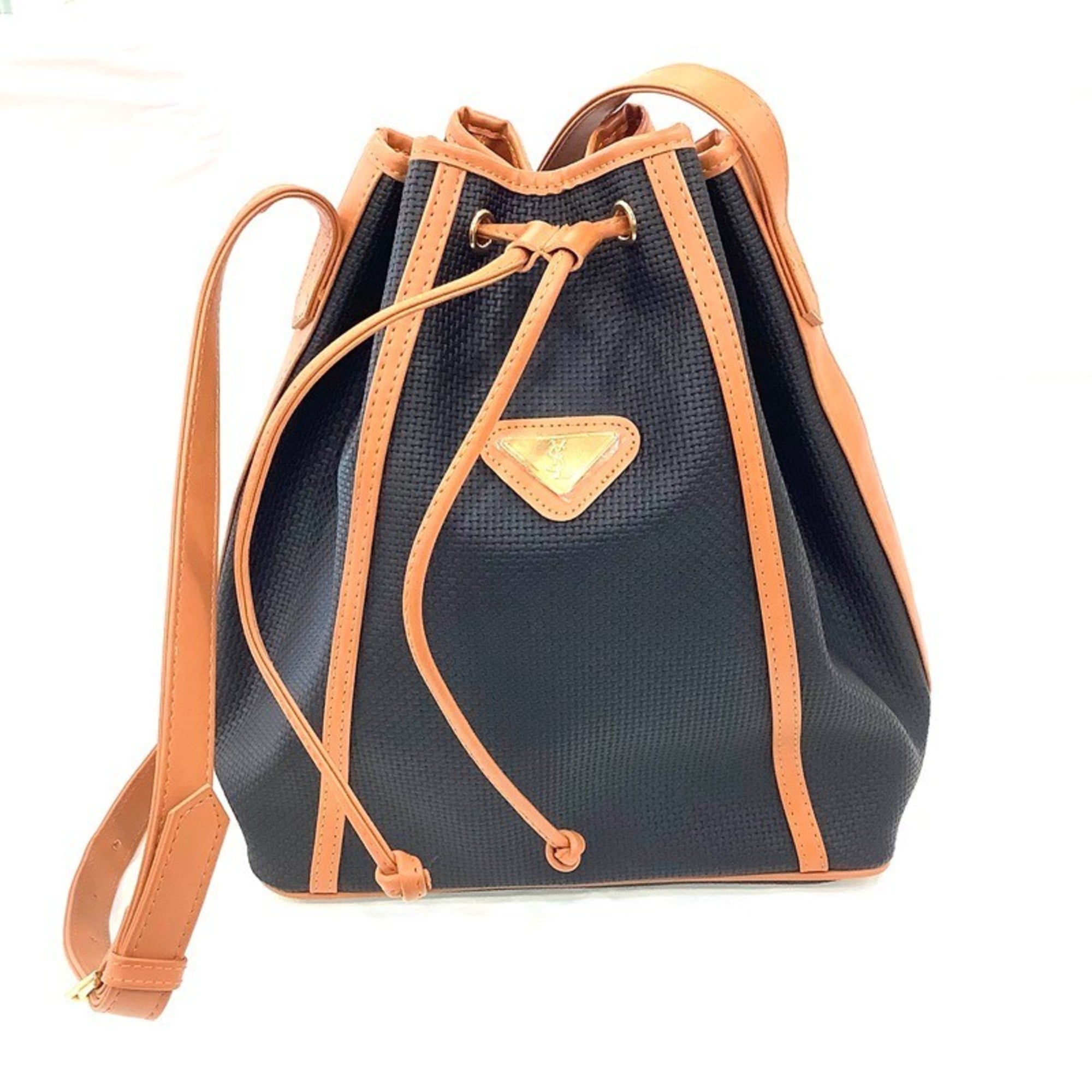 Yves Saint Laurent Black Brown Leather Shoulder Bag (Pre-Owned)