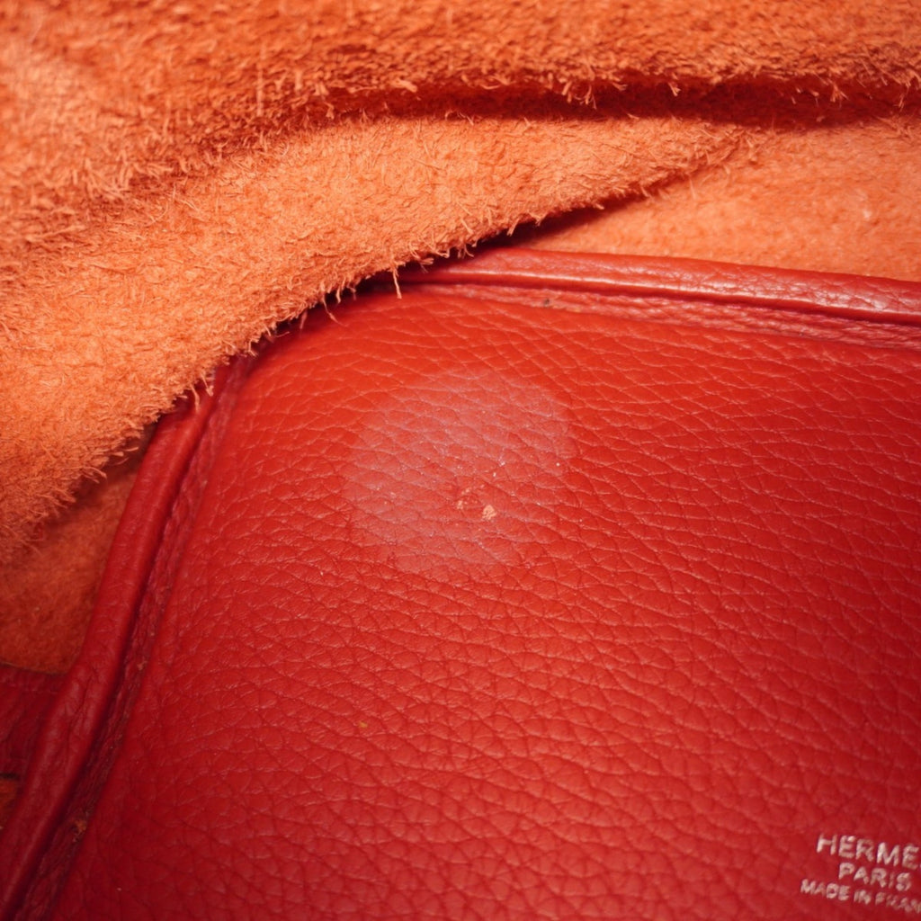 Hermes Rouge Casaque Taurillon Clemence Leather Handbag (Pre-Owned)