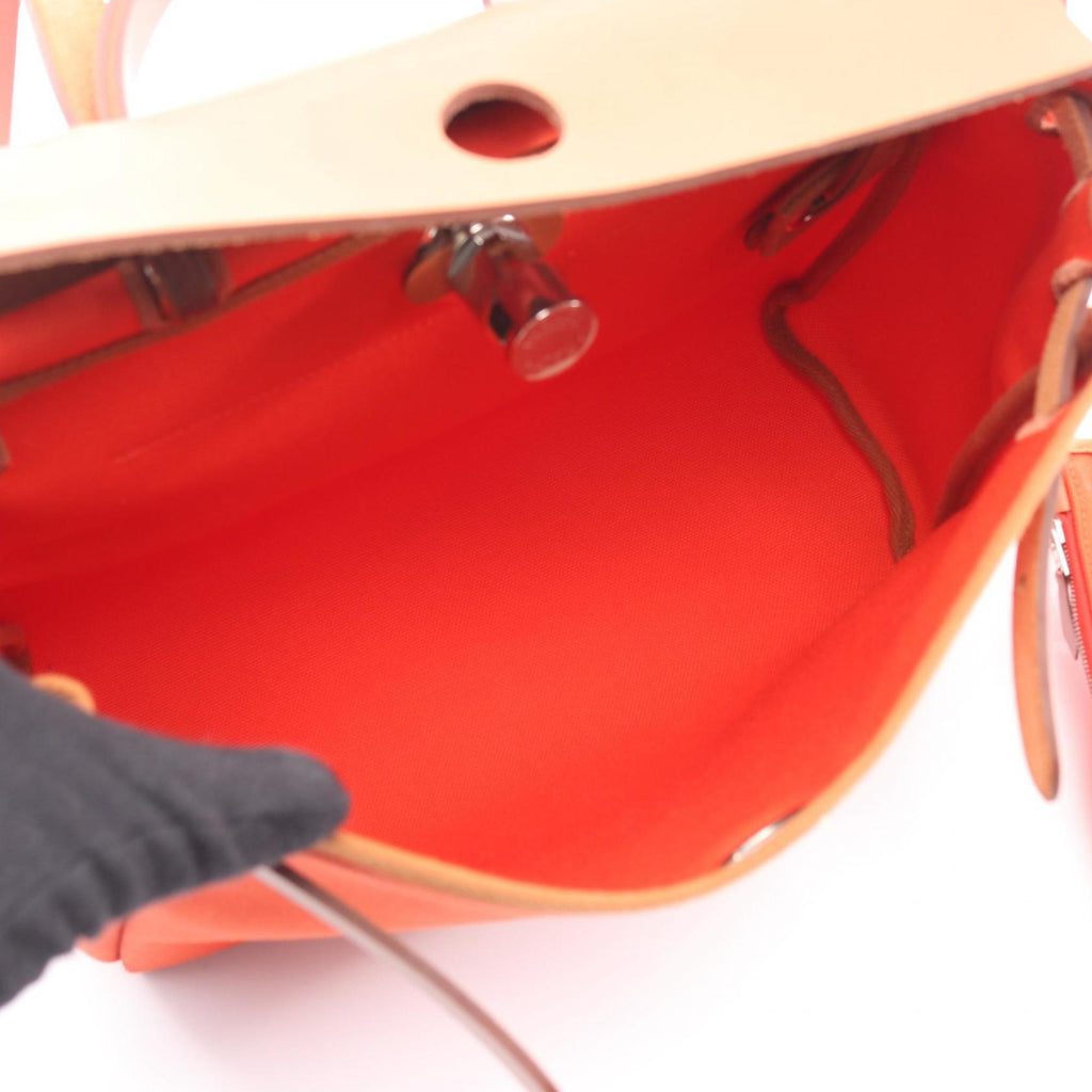 Hermes Brown Orange Canvas Handbag (Pre-Owned)