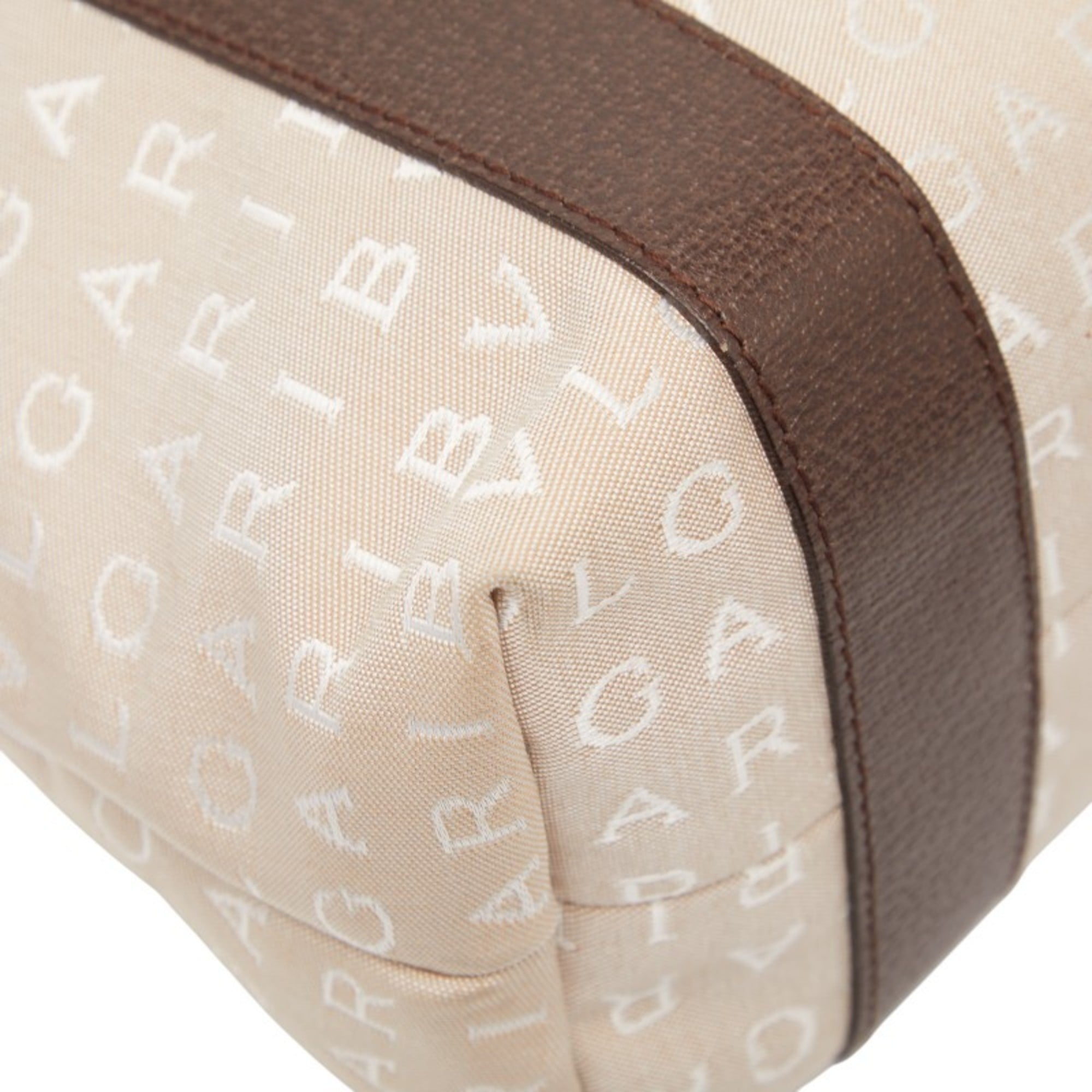 Bvlgari Beige Brown Canvas Leather Tote Bag (Pre-Owned)