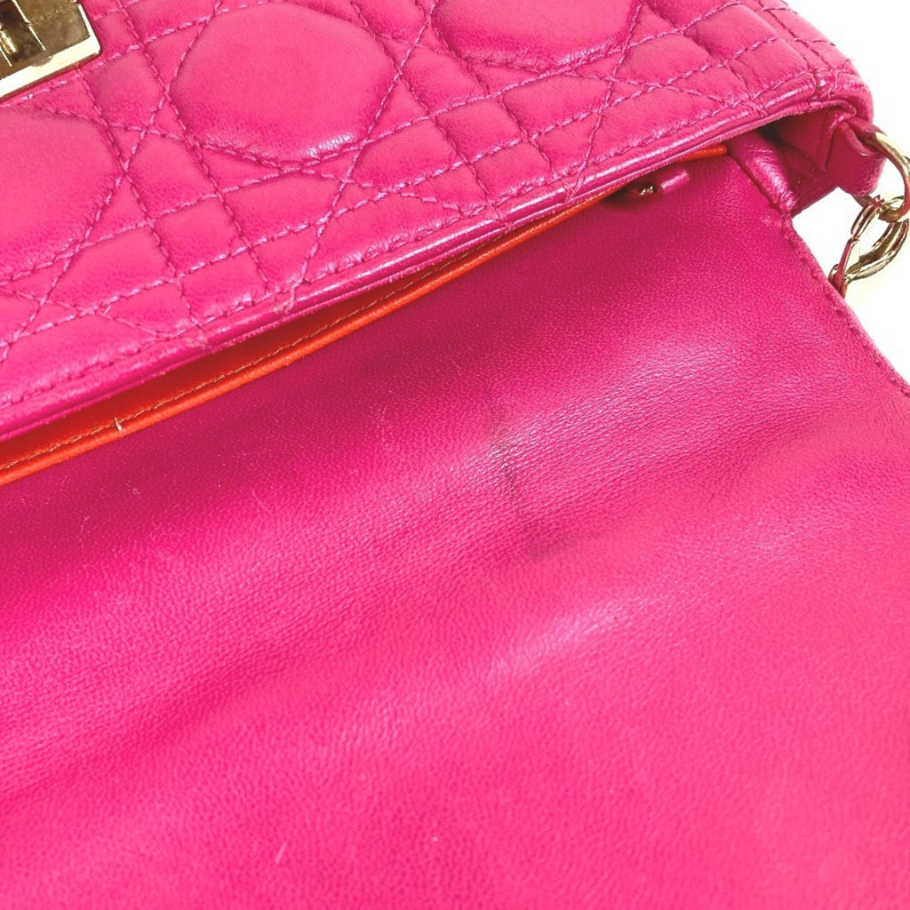 Christian Dior Pink Leather Clutch Bag Shoulder Bag (Pre-Owned)