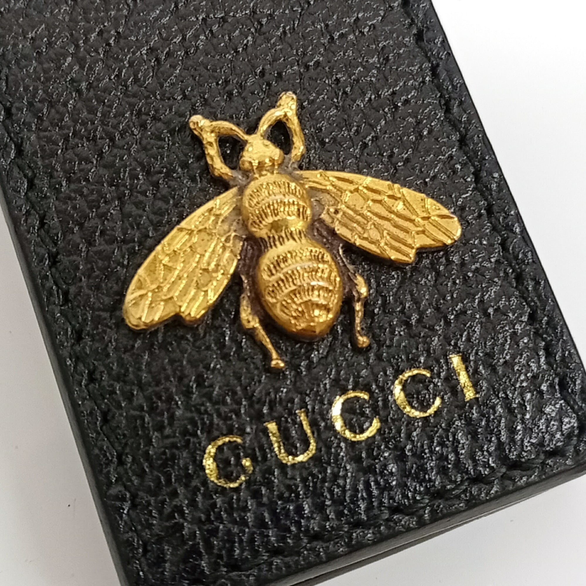 Gucci Gold Black Leather Money Clip (Pre-Owned)