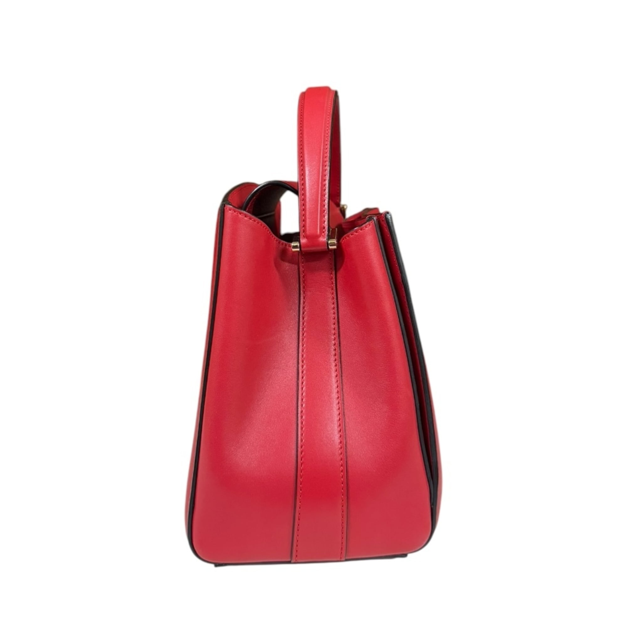 Valextra Red Color Leather Shoulder Bag (Pre-Owned)