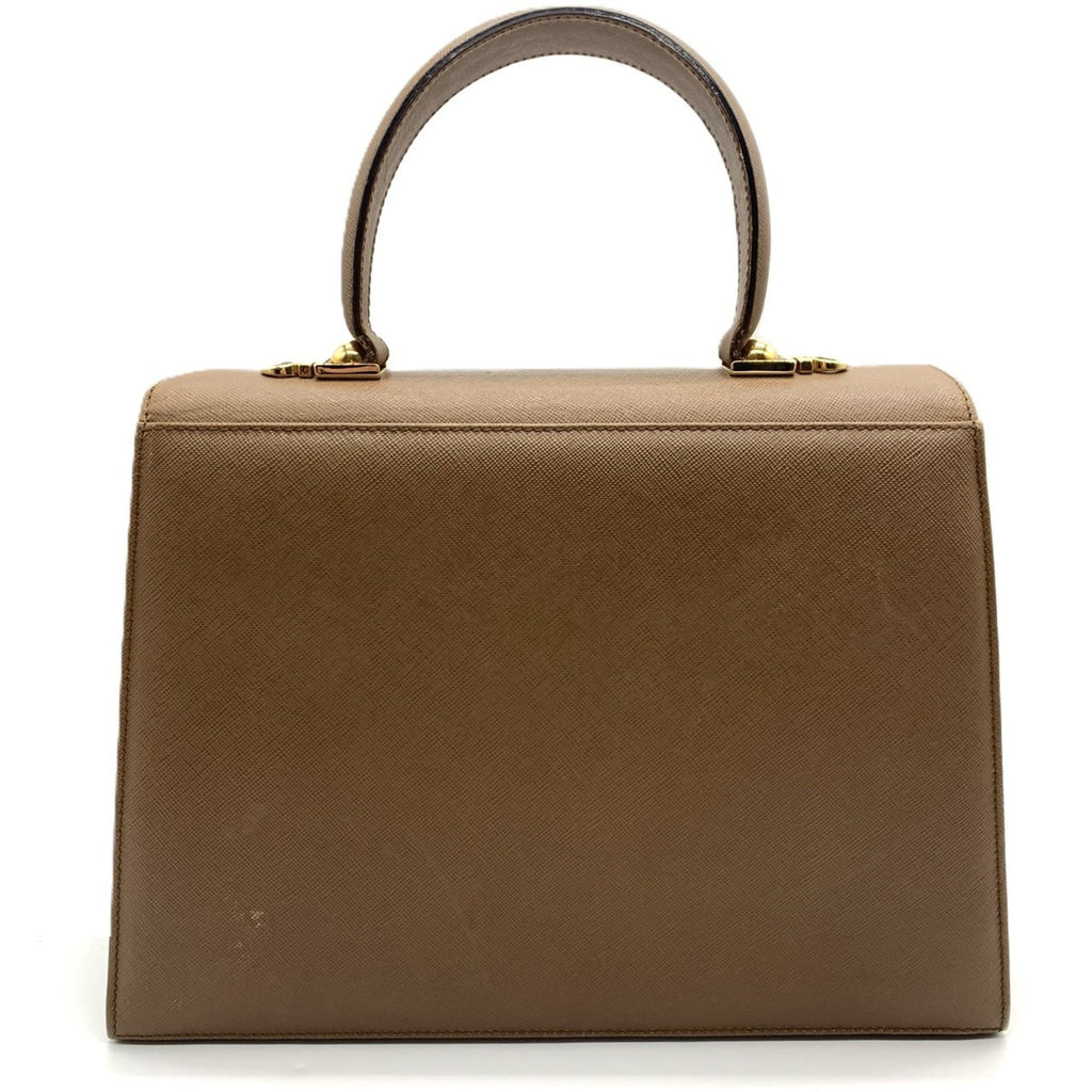 Salvatore Ferragamo Gancini Beige Leather Handbag (Pre-Owned)