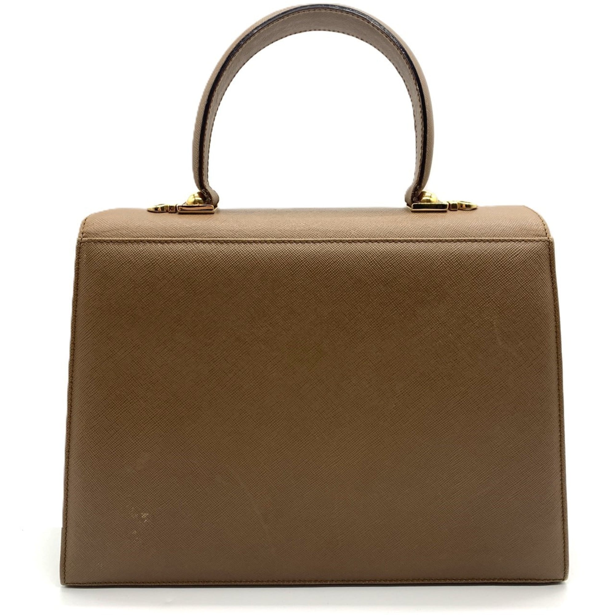 Salvatore Ferragamo Gancini Beige Leather Handbag (Pre-Owned)