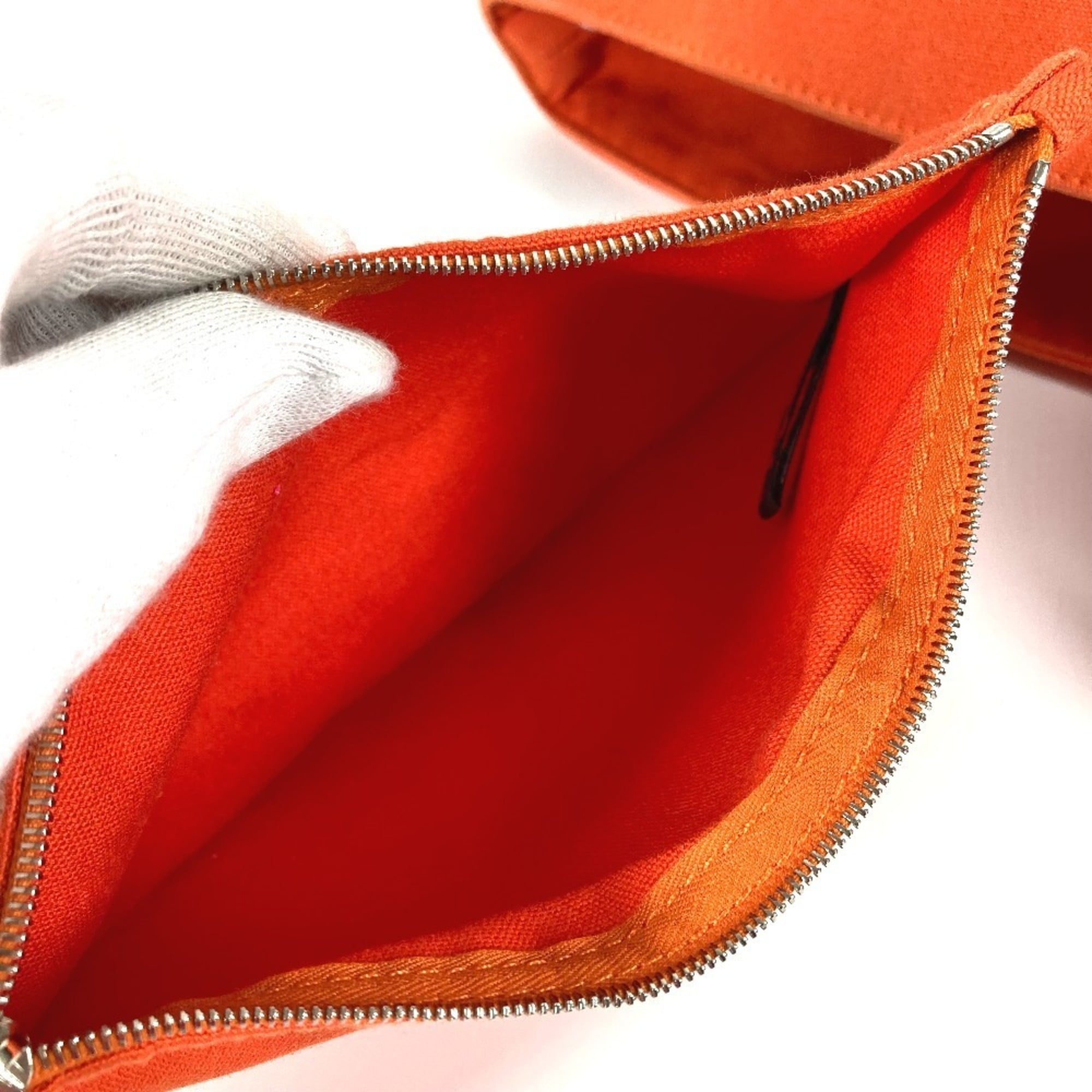 Hermes Orange Cotton Boston Bag Handbag Shoulder Bag Tote Bag (Pre-Owned)