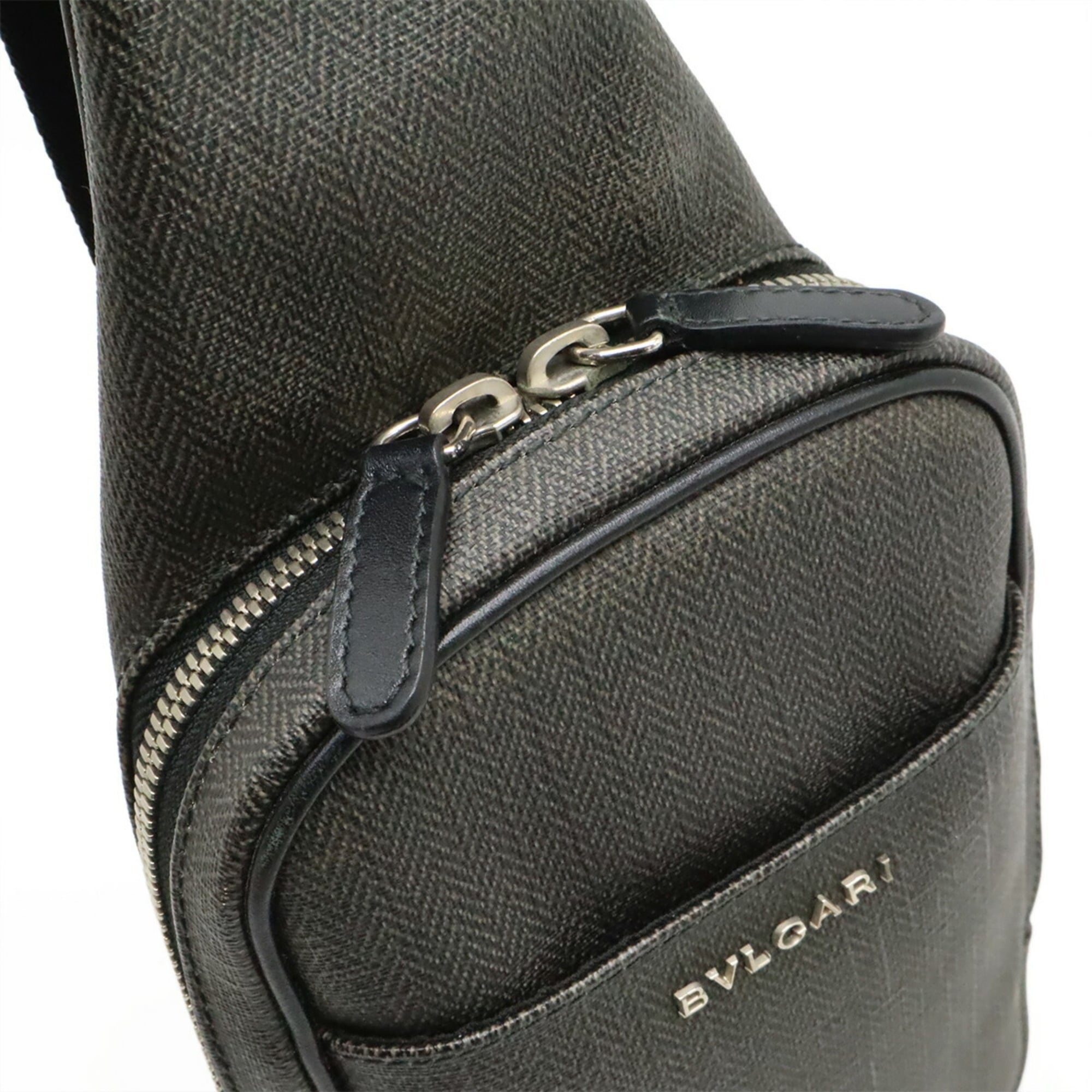 Bvlgari Black Gray Pvc Leather Shoulder Bag Sling Bag (Pre-Owned)