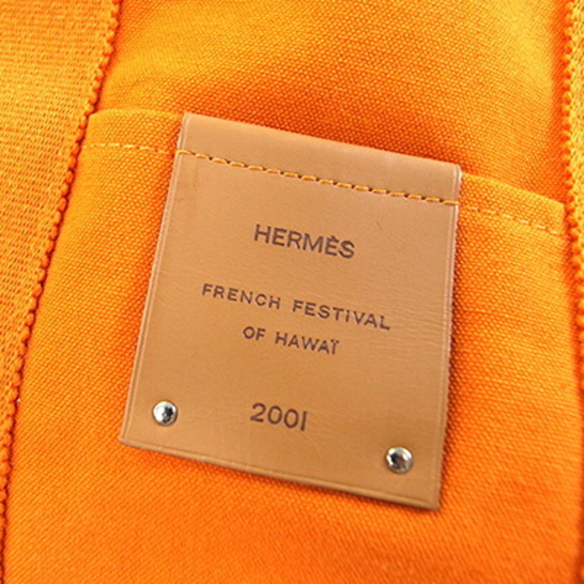 Hermes Orange Cotton Canvas Handbag (Pre-Owned)