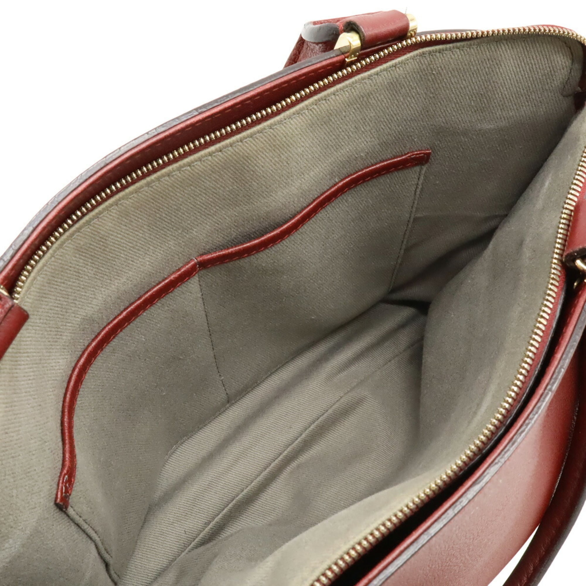 Cartier Bordeaux Leather Handbag Shoulder Bag Tote Bag (Pre-Owned)
