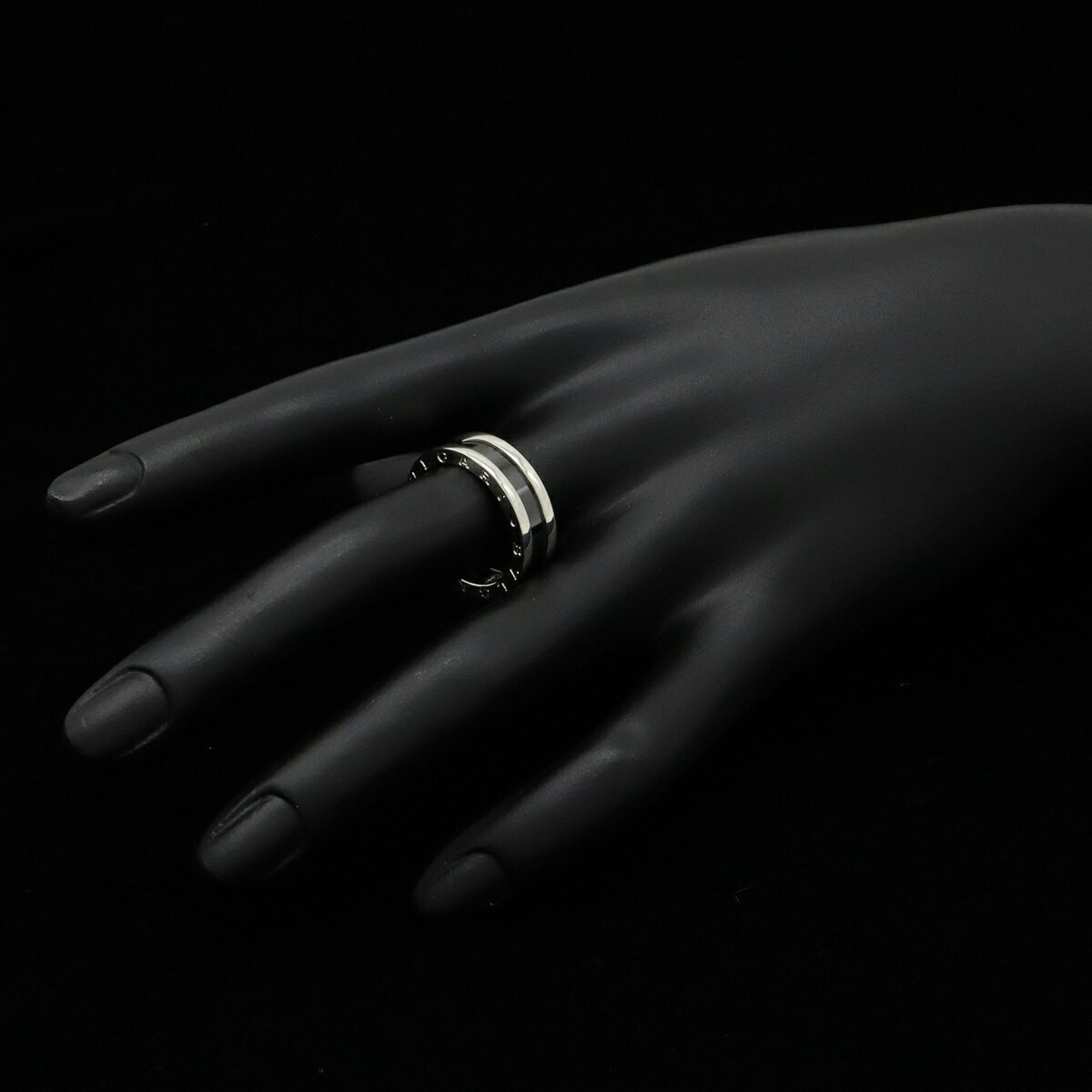 Bvlgari B.Zero1 Silver Black Ceramic Silver 925 Band Ring (Pre-Owned)