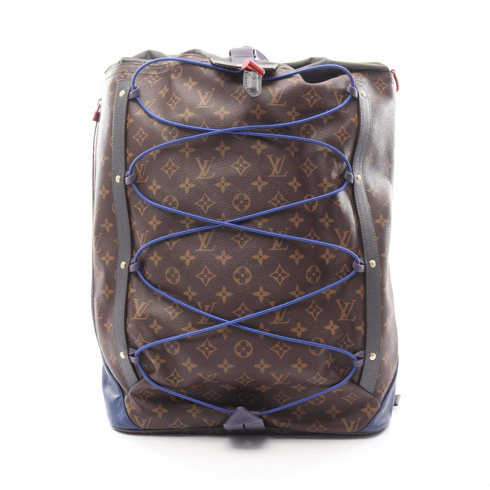 Louis Vuitton Black Blue Brown Monogram Pvc Coated Canvas Leather Backpack (Pre-Owned)