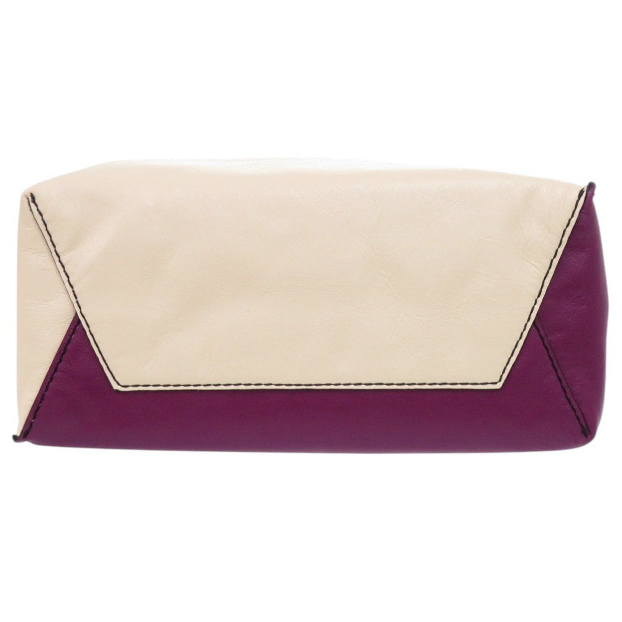 Marni Beige Black Purple Leather Tote Bag (Pre-Owned)