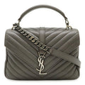 Yves Saint Laurent Gray Leather Handbag Shoulder Bag (Pre-Owned)