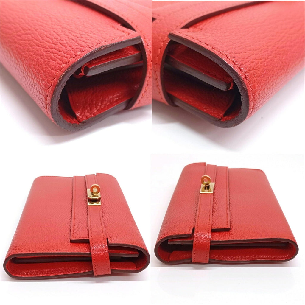Hermes Red Color Leather Chain/Shoulder Wallet (Pre-Owned)