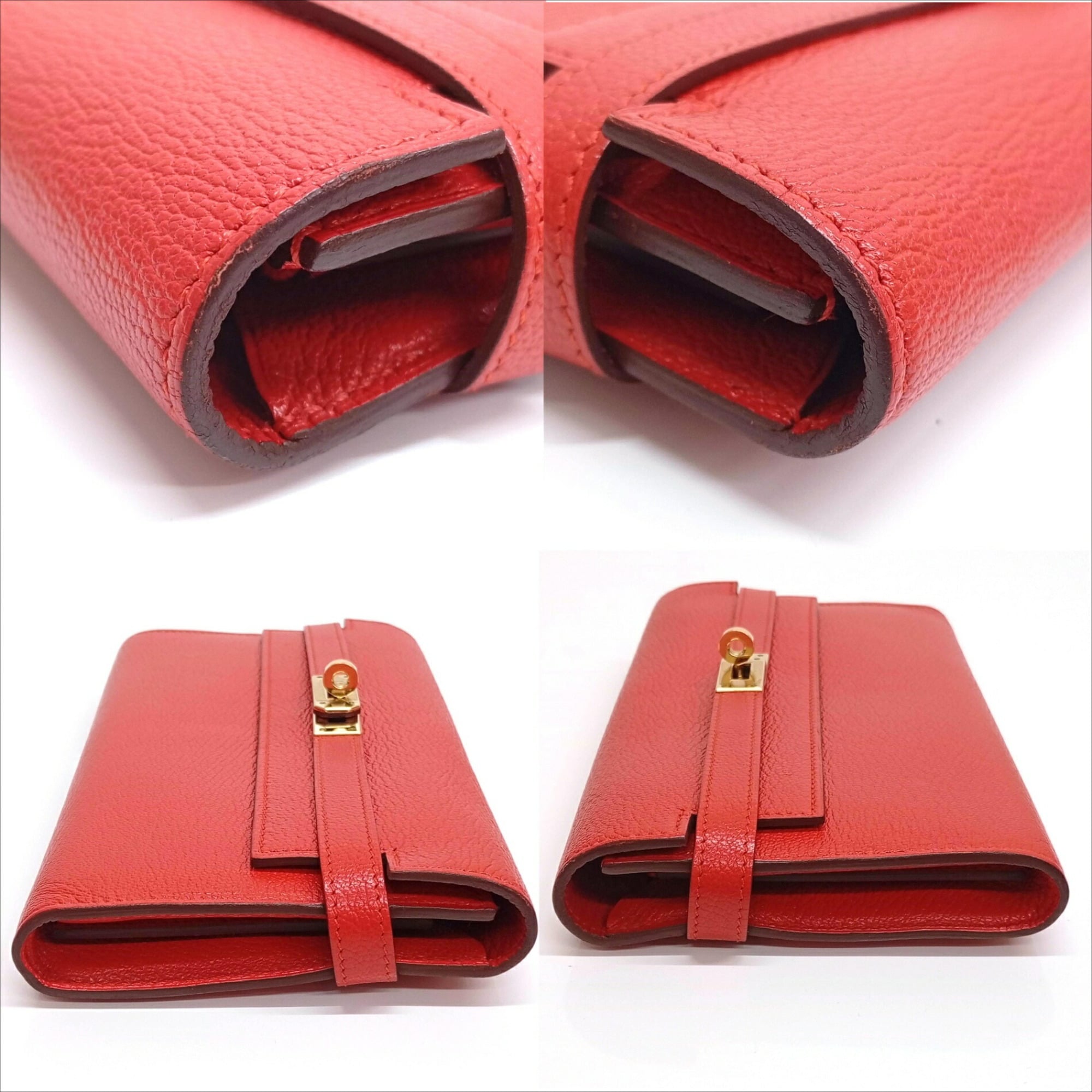 Hermes Red Color Leather Chain/Shoulder Wallet (Pre-Owned)