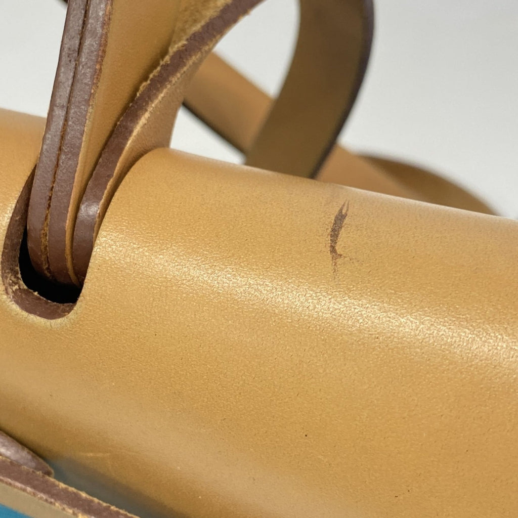 Hermes Blue Natural Toile Officier Handbag (Pre-Owned)