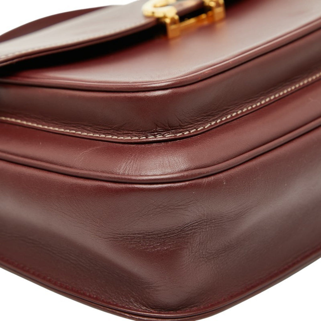 Cartier Bordeaux Wine Red Leather Shoulder Bag (Pre-Owned)