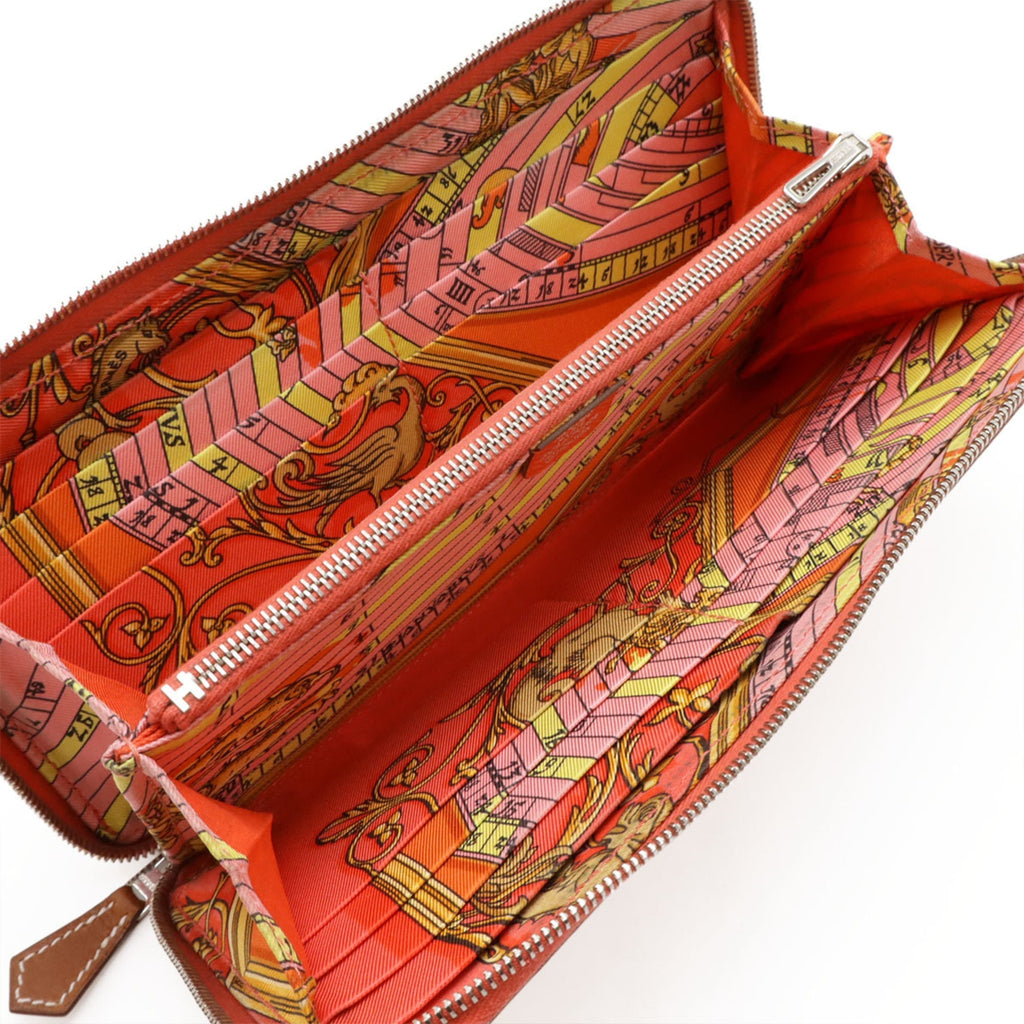 Hermes Pink Rose Jaipur Epsom Leather Silk Long Wallet (Bi-Fold) (Pre-Owned)