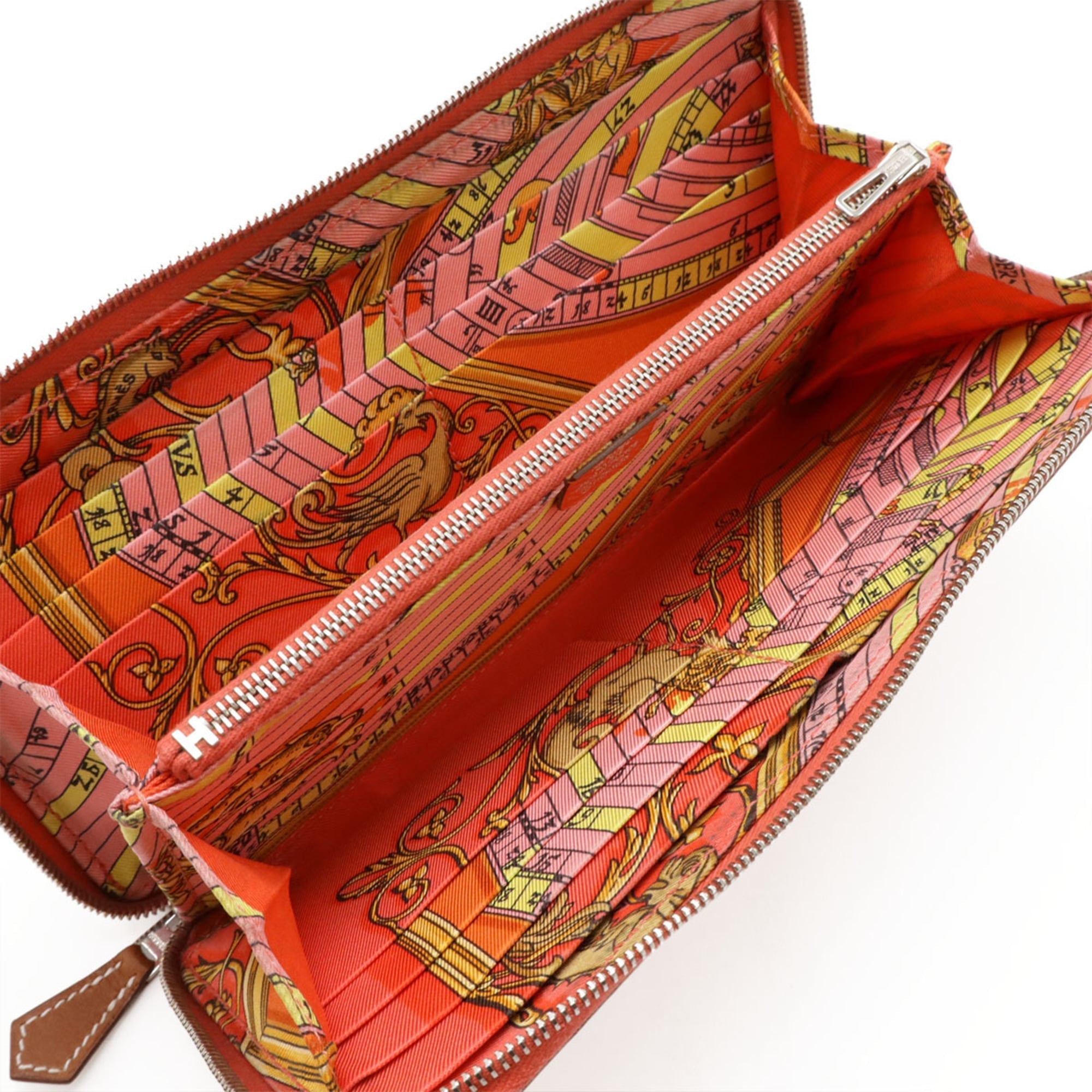 Hermes Pink Rose Jaipur Epsom Leather Silk Long Wallet (Bi-Fold) (Pre-Owned)