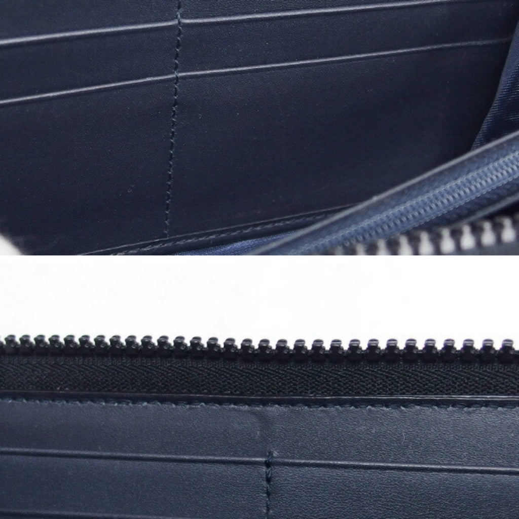 Gucci Beige Blue Navy Coated Canvas Long Wallet (Bi-Fold) (Pre-Owned)