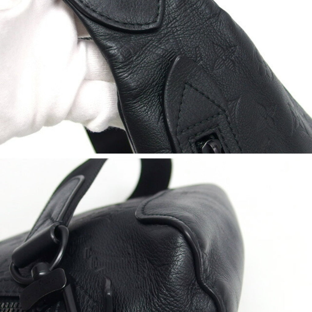 Louis Vuitton Black Noir Monogram Shadow Leather Shoulder Bag Sling Bag (Pre-Owned)