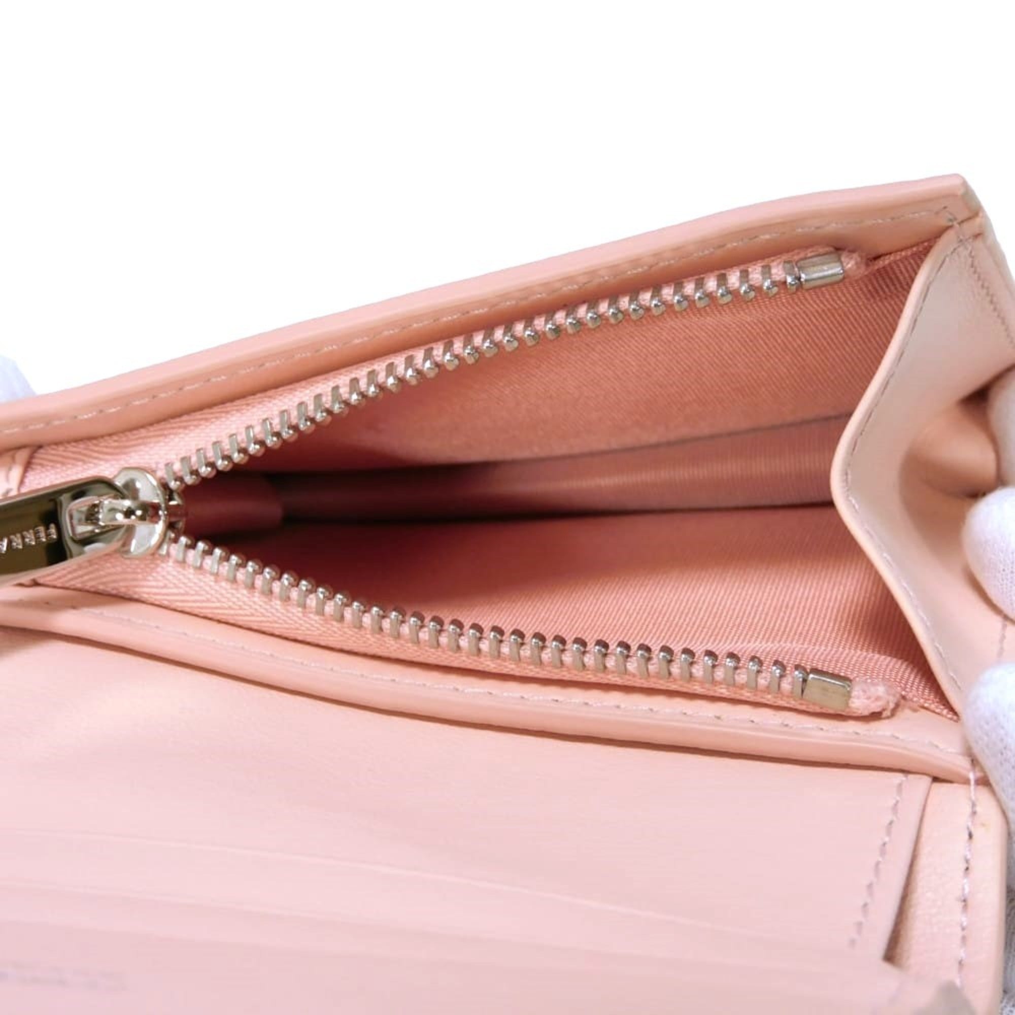 Salvatore Ferragamo Gancini Pink Leather Wallet (Bi-Fold) (Pre-Owned)