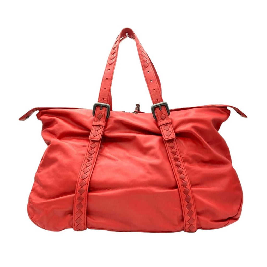 Bottega Veneta Red Color Leather Boston Bag (Pre-Owned)