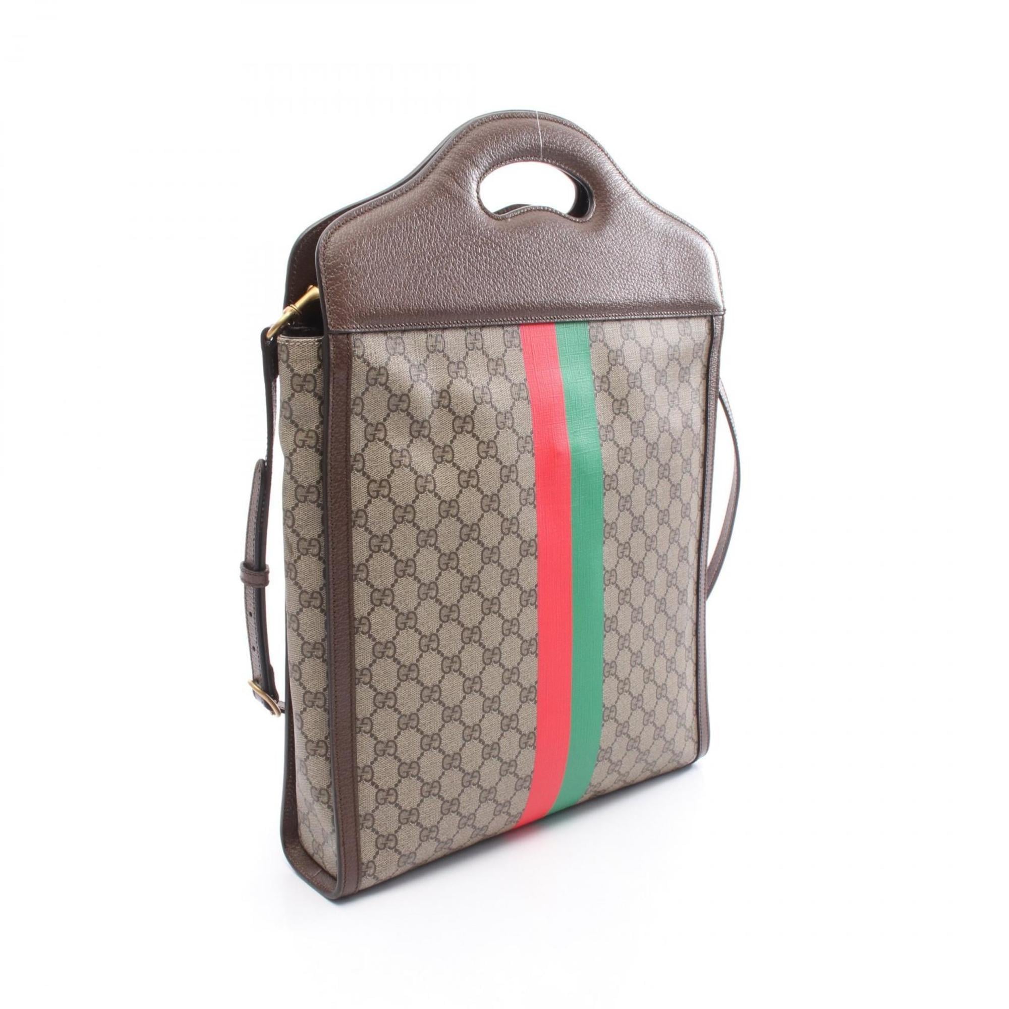 Gucci Beige Brown Multi-Color Gg Supreme Leather Handbag Tote Bag (Pre-Owned)