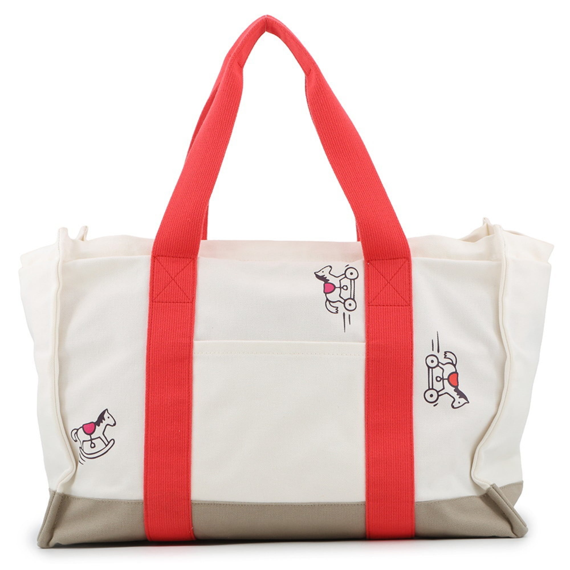 Hermes Adada Bougainvillier Gray White Canvas Tote Bag (Pre-Owned)