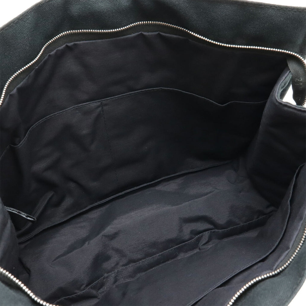 Hermes Black Gray Canvas Leather Clutch Bag (Pre-Owned)