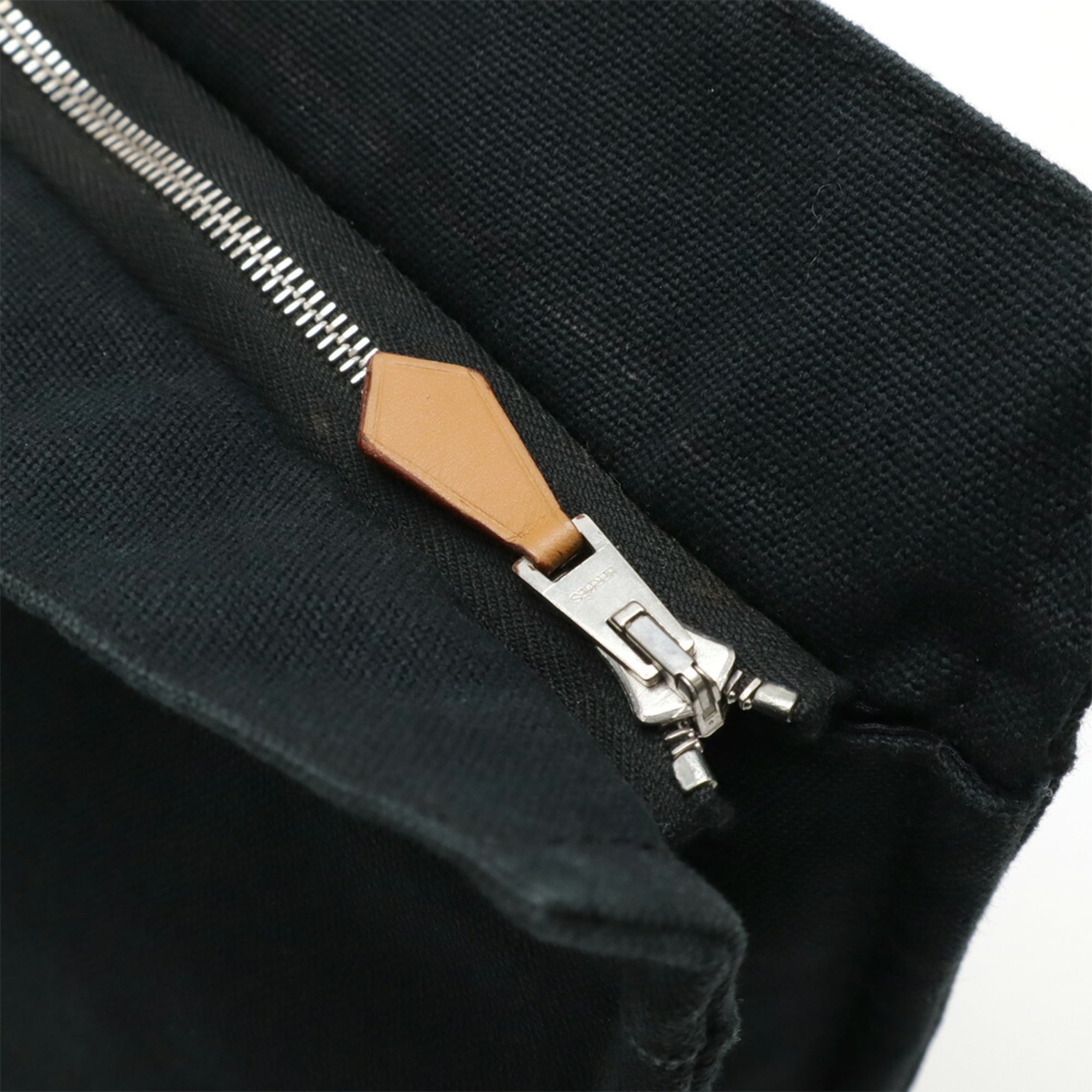 Hermes Black Gray Canvas Leather Clutch Bag (Pre-Owned)
