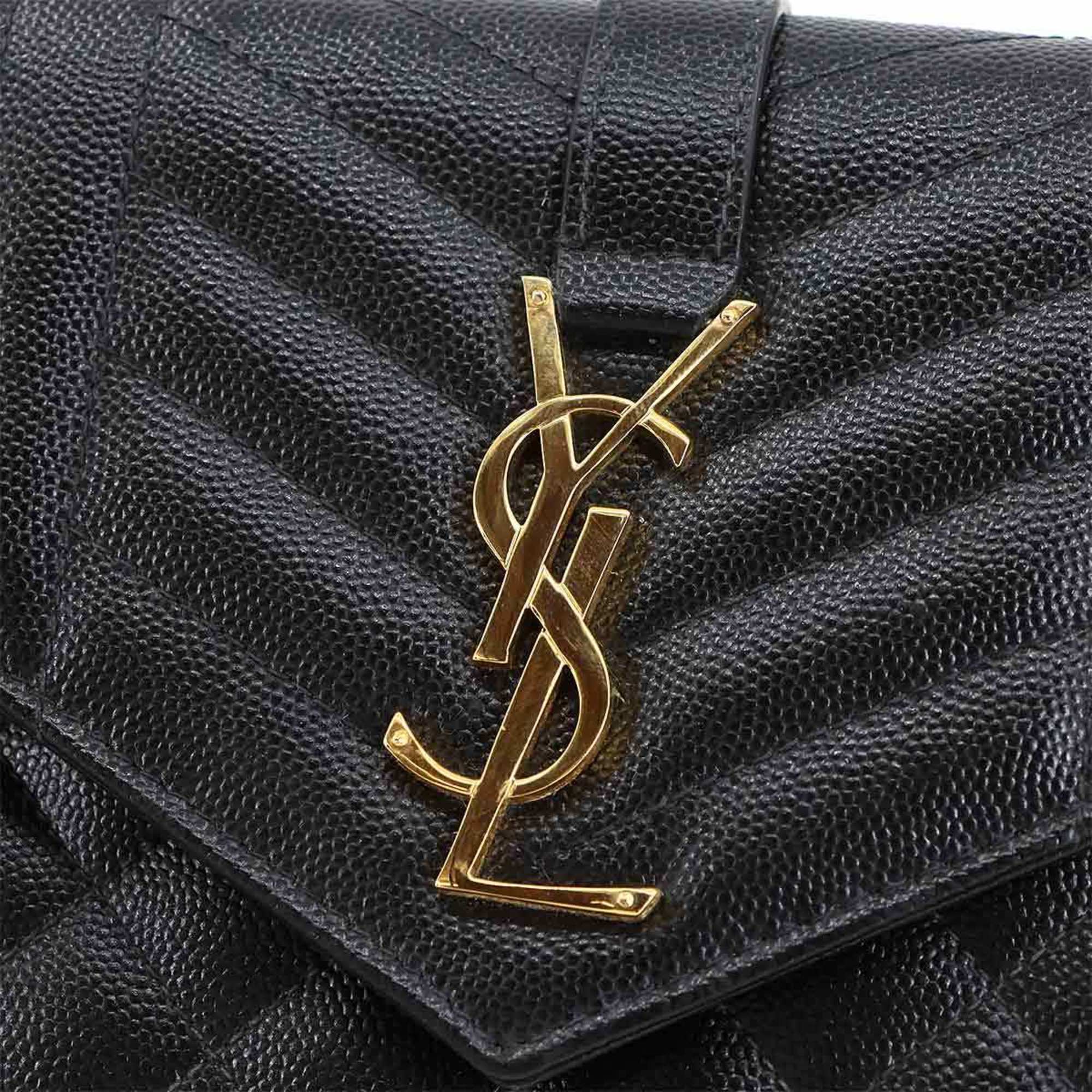 Saint Laurent Black Leather Chain/Shoulder Wallet (Pre-Owned)